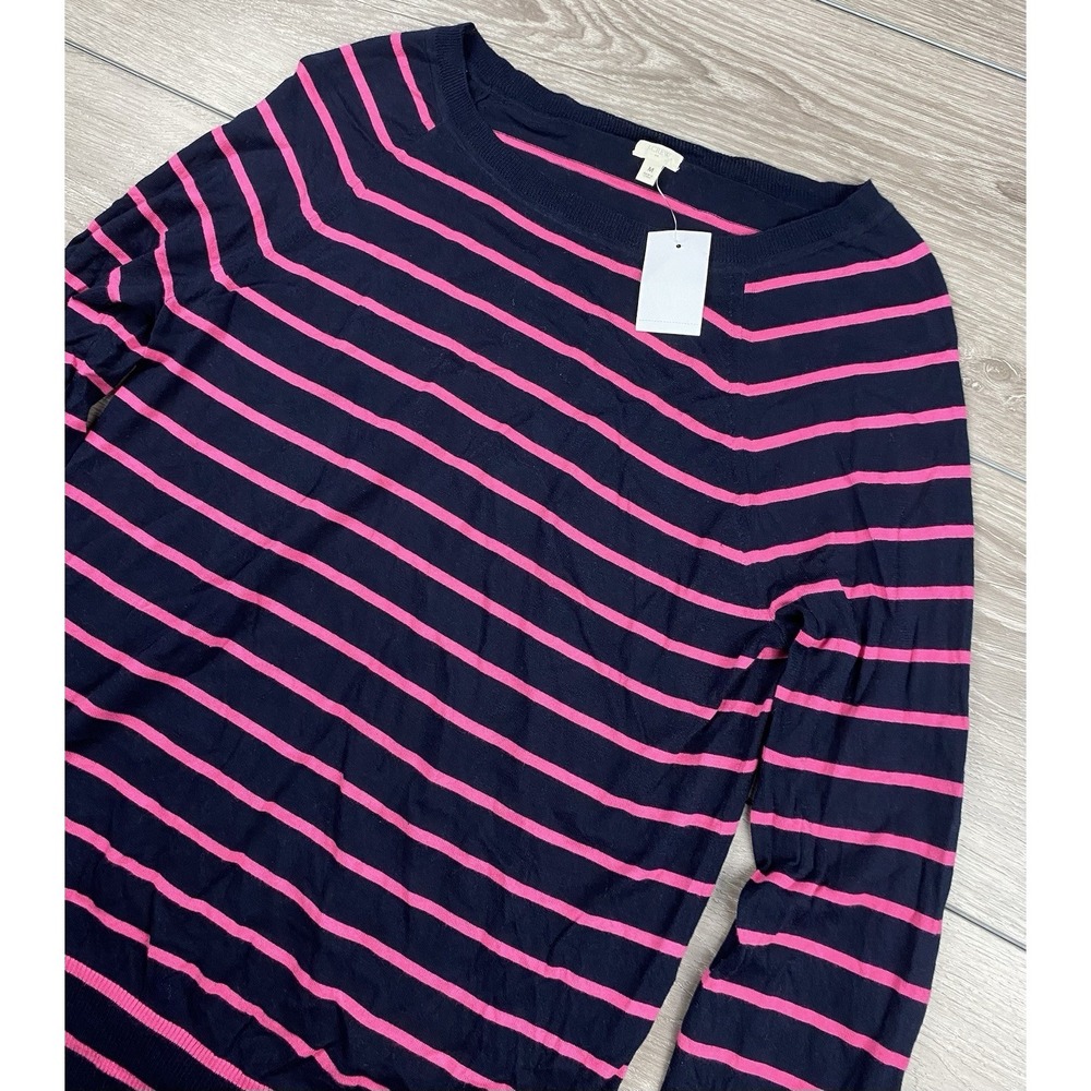 J Crew Women's Long Sleeve Striped Sweater Sweater Top Blue Pink Size Medium New